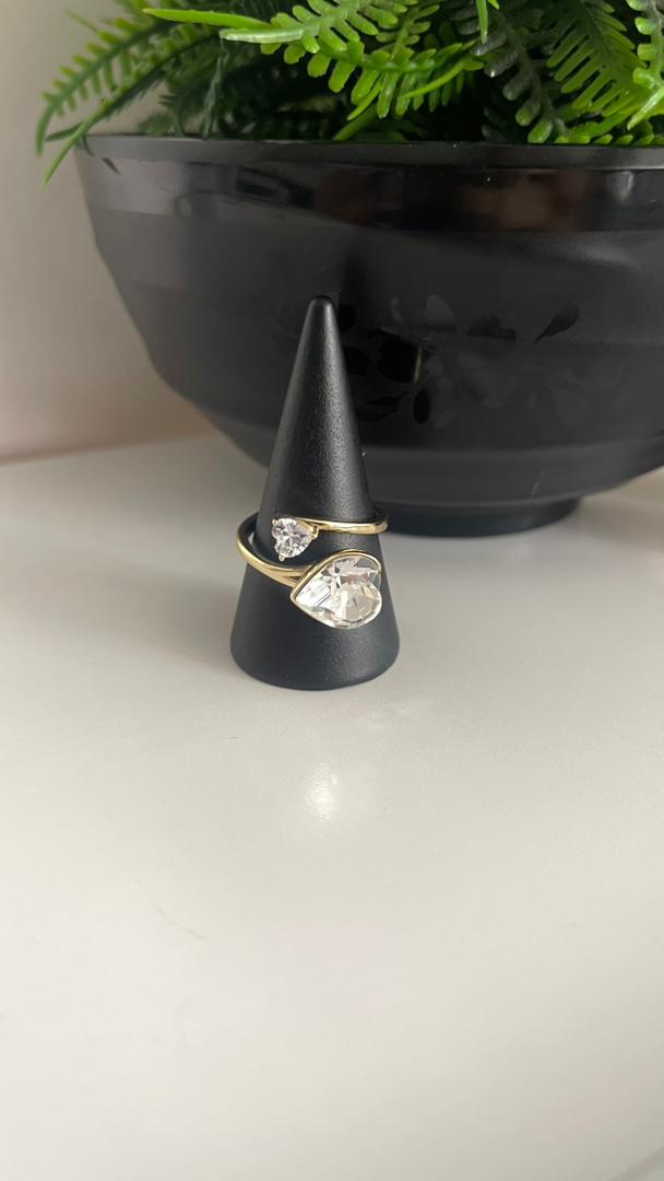 Anillo Doble Corazon Clear