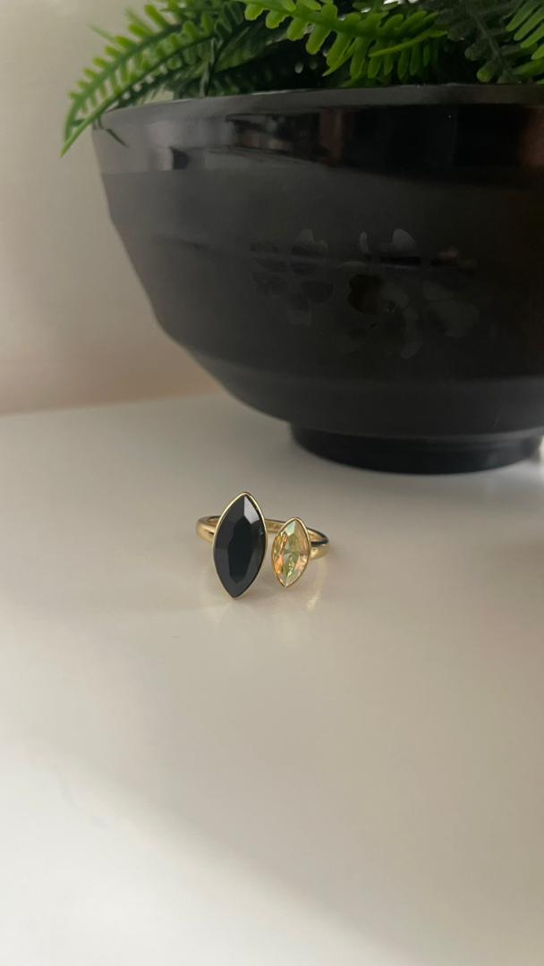 Anillo Doble Tono en Cristal