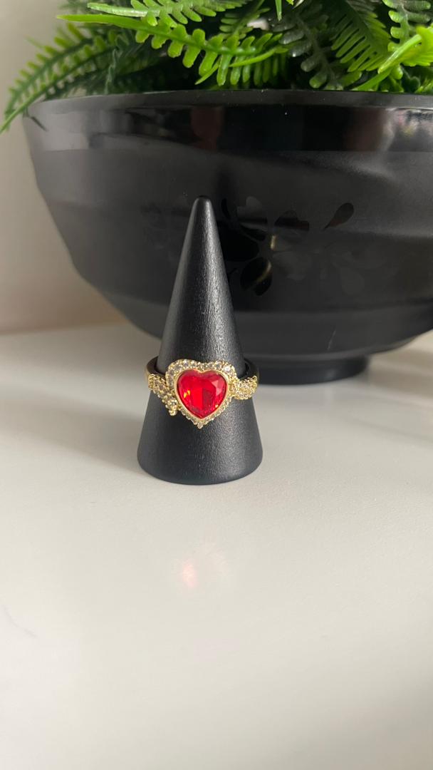 Anillo Red Heart en Cristal