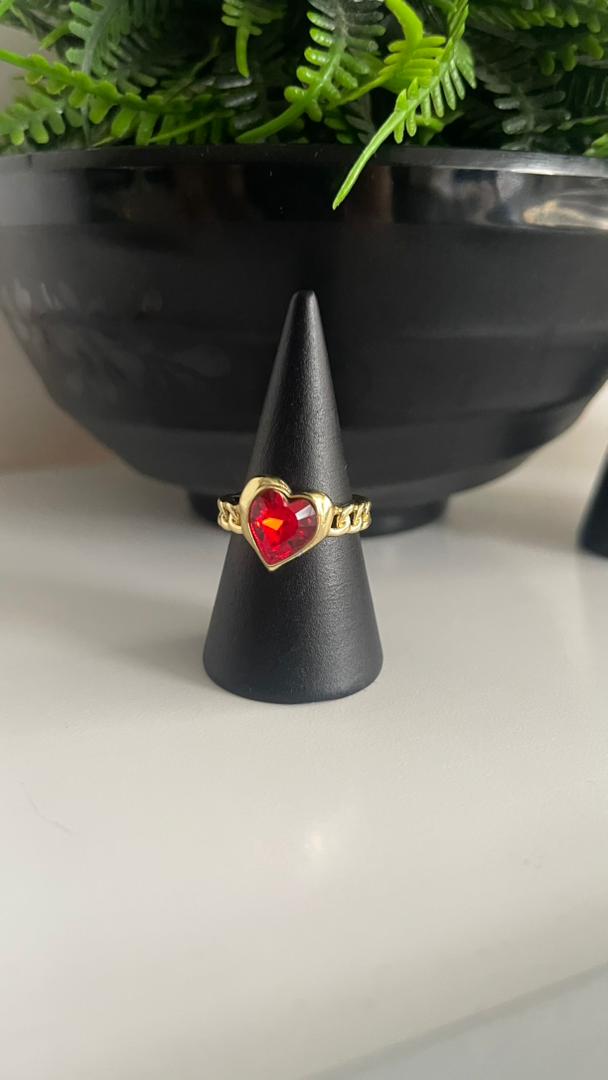 Anillo Corazón Cristal Ajustable