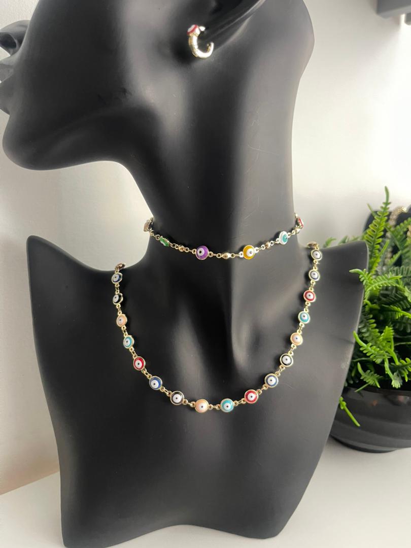 Collar Set de Ojo turco multicolor